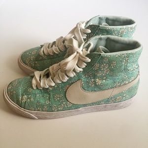 Light Teal Nike ID Floral High Tops